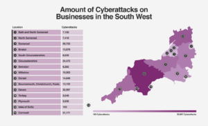 Diagram of cyber attacks on SW England
