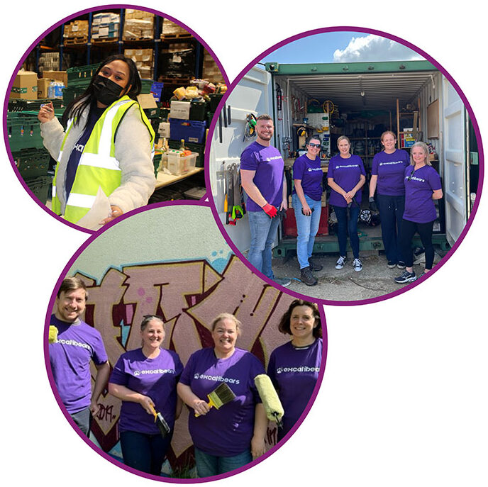 Excalibur Communications staff volunteering at charitable organisations in Swindon and Wiltshire.